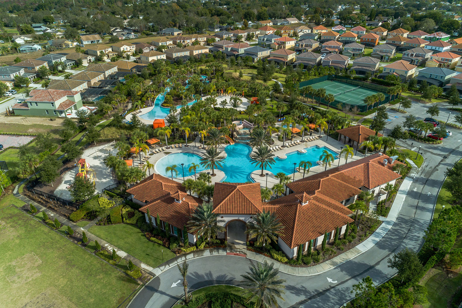 aerial view of resort rentals